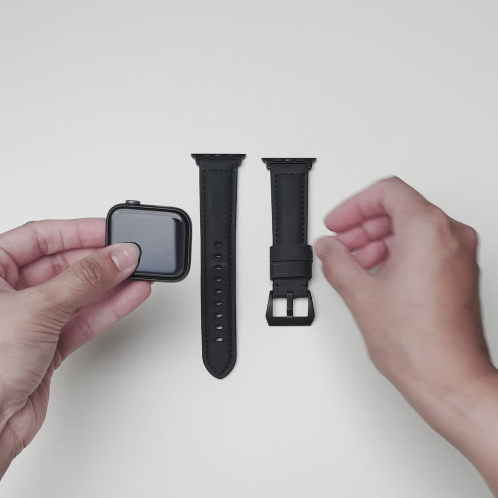 Leather Apple Watch Strap - Matte Black